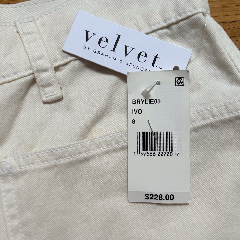 Velvet By Graham & Spencer Brylie Ivory Cotton Twill Pants - Picture 16 of 16